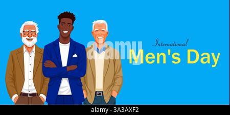 Thème de la journée internationale des hommes . Illustration vectorielle. Convient pour affiche, bannières, campagne et carte de voeux. Illustration de Vecteur