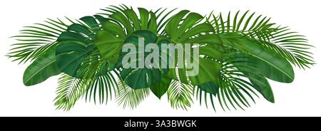 Composition de feuilles de palmier tropicales luxuriantes pour les graphismes d'été, les médias sociaux et les designs respectueux de l'environnement. Illustration vectorielle. Illustration de Vecteur