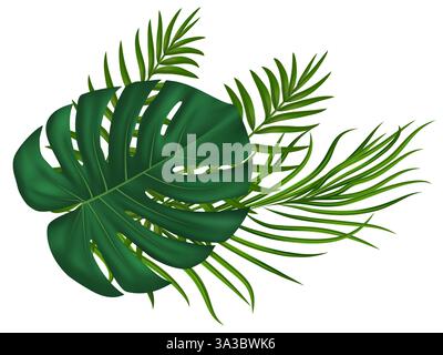 Feuilles de palmier vert tropical d'été. Pour les conceptions écologiques, le décor de fête, les matériaux de marketing d'été. Illustration vectorielle Illustration de Vecteur