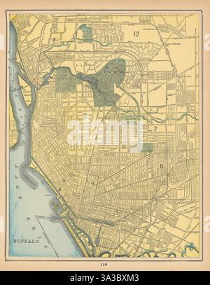 Plan de la ville de Buffalo. New York. CRAM 1894 vieux carte vintage antique Banque D'Images