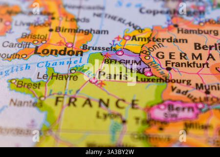 Belgique sur la carte du monde-carte politique géographique Banque D'Images