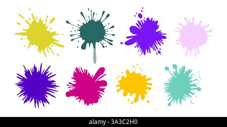Ensemble d'éclaboussures colorées sur un fond blanc Illustration de Vecteur