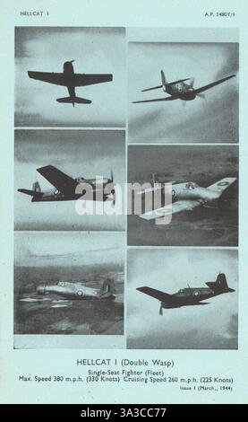 Grumman Hellcat I combattant. Photos de reconnaissance des aéronefs du ministère de l'Air 1944 impression Banque D'Images