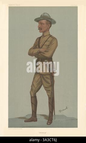 VANITY FAIR SPY CARTOON Lt-Gen Robert Baden-Powell 'Mafeking' par drawl 1900 Banque D'Images