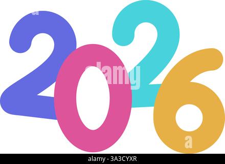 . illustration vectorielle de numéro du nouvel an 2026 isolée sur fond blanc numéro du nouvel an 2026. Illustration de Vecteur