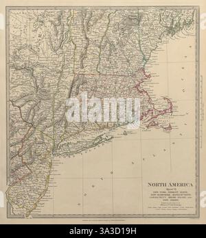 USA.New York Maine Massachusetts Connecticut New Jersey NH RI VT.SDUK 1844 carte Banque D'Images