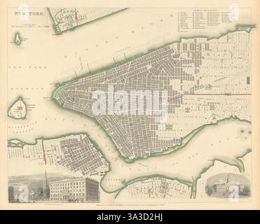 La VILLE DE NEW YORK. Ville antique plan de ville plan. Manhattan Brooklyn New Jersey. 1844 SDUK Banque D'Images