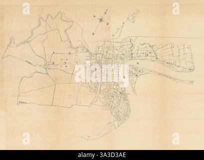 Plan de la ville de Shanghai en langue chinoise, d'après la carte Charles Mayne/Waterlow 1904 Banque D'Images