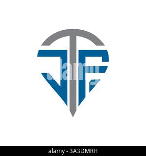 JTF unique moderne plat abstrait géométrique initiales géométriques vectorielles design de logo de lettre. Logo monogramme JTF. Illustration de Vecteur