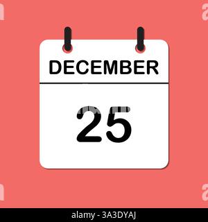Décembre 25. Icône calendrier quotidien pour la conception. Conception simple pour brochure commerciale, flyer, médias imprimés, publicité. Facilement modifiable Illustration de Vecteur