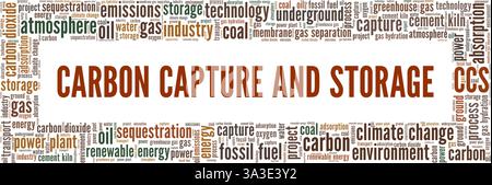 Capture et stockage de carbone - illustration vectorielle CCS nuage de mot isolé sur fond blanc. Illustration de Vecteur