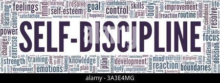 Nuage de mots d'illustration vectorielle d'autodiscipline isolé sur un fond blanc. Illustration de Vecteur
