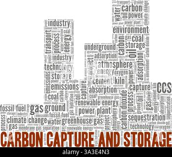 Capture et stockage de carbone - illustration vectorielle CCS nuage de mot isolé sur fond blanc. Illustration de Vecteur