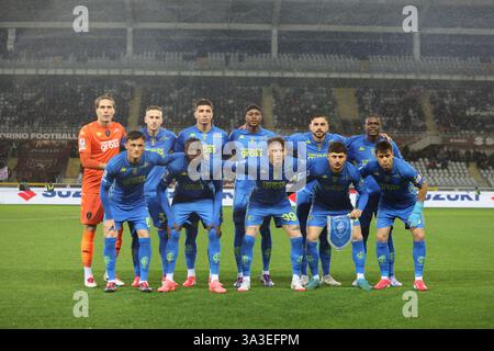 Turin, Italie. 15 mars 2025. Empoli FC lors de la Serie A italienne, saison 2024/25, match de football entre Torino FC et Empoli FC le 15 mars 2025, au Stadio Olympic Grande Torino, Turin, Italie. Crédit : Nderim Kaceli/Alamy Live News Banque D'Images