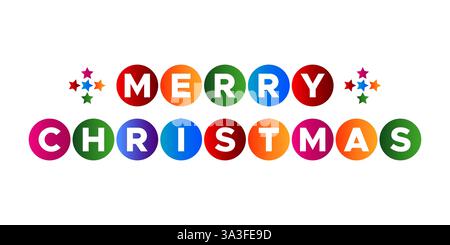 Lettres de joyeux Noël dans des cercles colorés pour les vacances de Noël de célébration Illustration de Vecteur