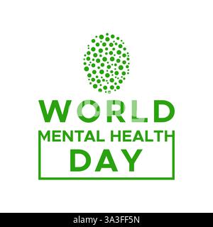 Journée mondiale de la santé mentale conception vectorielle typographique pour la sensibilisation à la santé mentale isolée Illustration de Vecteur