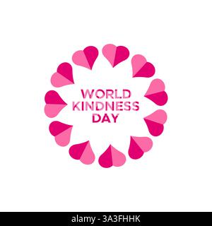 World Kindness Day texte avec Hearts Frame logo concept pour Celebration Happy Kindness Day. vecteur isolé Illustration de Vecteur