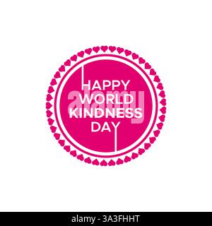 Happy World Kindness Day typographie logo de cercle de texte avec cadre de coeurs pour célébration de vacances Illustration de Vecteur