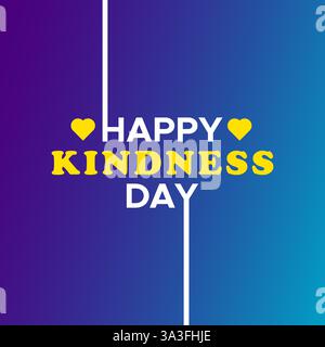 Texte de typographie Happy Kindness Day avec affiche ou bannière d'icône Hearts pour la célébration des fêtes Illustration de Vecteur