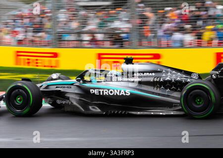 Albert Park, Australie, 16 mars 2025. George Russell (GBR) au volant de l'écurie Mercedes-AMG Petronas Formula 1 Team lors du Grand Prix d'Australie Louis Vuitton 2025 de formule 1 sur le circuit du Grand Prix de Melbourne le 16 mars 2025 à Albert Park, en Australie. Crédit : Dave Hewison/Speed Media/Alamy Live News Banque D'Images