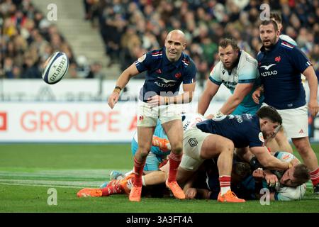 Saint Denis, France. 15 mars 2025. Maxime Lucu de France lors du Championnat des six Nations 2025, match de rugby à xv entre la France et l'Écosse le 15 mars 2025 au stade de France à Saint-Denis près de Paris, France - photo Jean Catuffe/DPPI crédit : DPPI Media/Alamy Live News Banque D'Images