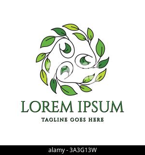 Circulaire Natural Wellness Herb Star Leaf Leaves Flower Floral Design Vector Illustration de Vecteur