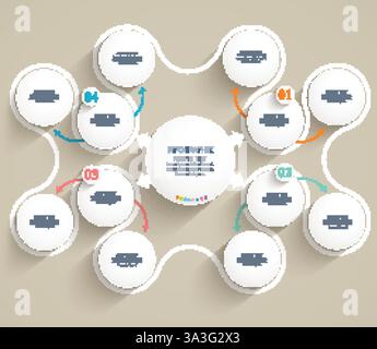 Eléments de modèle plan abstrait de l'infographie. Etapes de connexion numérotées. Illustration de Vecteur