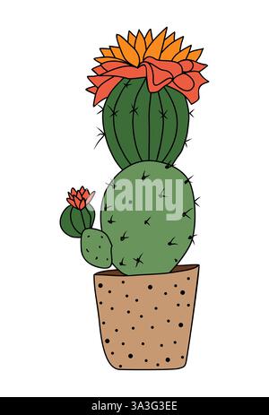 Une plante de cactus avec une fleur sur le dessus. Illustration de Vecteur