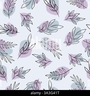 Motif floral violet sans couture , feuilles d'art de ligne d'eucalyptus pour textile ou papier peint Illustration de Vecteur