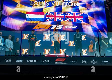 Melbourne, Australie. 16 mars 2025. PODIM DE LA COURSE - formule 1 Louis Vuitton Australian Grand Prix 2025 ; Albert Park, Melbourne, Australie, du 14 au 16 mars 2025 crédit : Alessio de Marco/Alamy Live News Banque D'Images