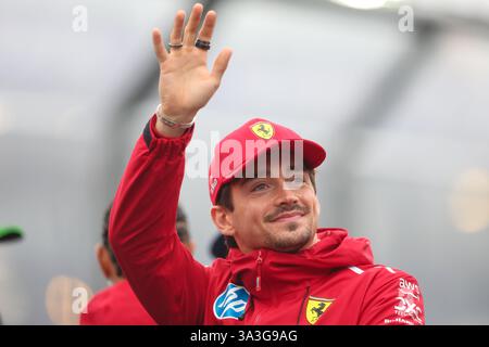 2/19/2025 - Charles Leclerc (mon) - Scuderia Ferrari - Ferrari SF-25 - Ferrari pendant la course - Grand Prix d'Australie Louis Vuitton 2025 de formule 1 ; Albert Park, Melbourne, Australie, du 14 au 16 mars 2025 (photo Alessio de Marco/Sipa USA) Banque D'Images