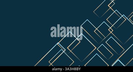 Simples cadres rectangulaires chevauchants de différentes tailles, colorés dans les nuances de bleu - motif de formes géométriques, texture sur fond à grande échelle - Desig Illustration de Vecteur