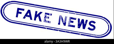 Grunge bleu fake news mot timbre de joint en caoutchouc sur fond blanc Illustration de Vecteur