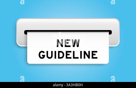 Bannière blanche de coupon avec le mot New Guideline de la machine sur fond de couleur bleue Illustration de Vecteur