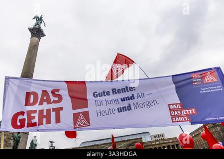 Journée d'action organisée par IG Metall à Stuttgart. Les métallurgistes se rassemblent pour lutter pour l’avenir des emplois industriels. Leurs revendications : les employeurs devraient cesser Banque D'Images