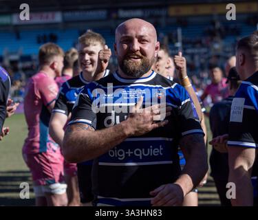 Exeter, Devon, Royaume-Uni. 16 mars 2025. Exeter Chiefs v Bath Rugby semi final premier Cup Sandy Park Exeter Sunday16,March,2025Sandy Park ,Copyright Martin Edwards tous droits réservés. Image protégée par les lois internationales sur les droits d'auteur crédit : Martin Edwards/Alamy Live News Banque D'Images