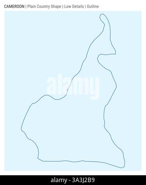 Carte du pays de la plaine du Cameroun. Peu de détails. Style de contour. Forme du Cameroun. Illustration vectorielle. Illustration de Vecteur