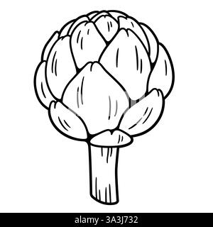 Croquis dessiné à la main d'artichaut, dessin noir et blanc. Illustration clipart vectorielle. Illustration de Vecteur