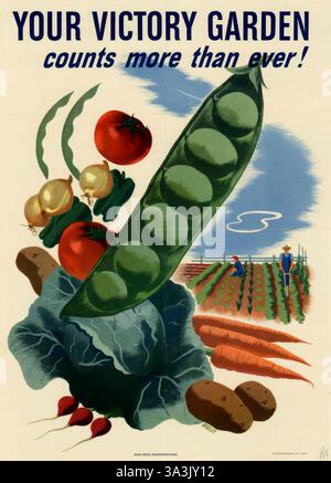 Affiche américaine de la seconde Guerre mondiale promouvant les jardins de la victoire. 1945. Banque D'Images