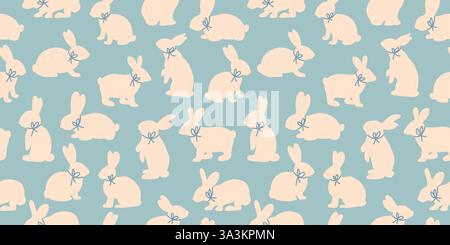 Motif sans couture de vecteur de lapins de garçon de bébé sur fond bleu pour la conception de douche de bébé Illustration de Vecteur