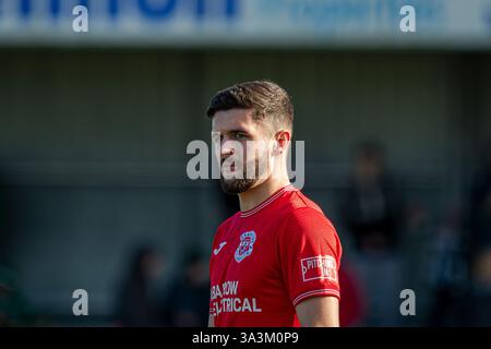 Jake Daniels pour Warrington Rylands contre Blyth Spartans à Croft Park, Blythe, Royaume-Uni, 15.03.2025 Banque D'Images