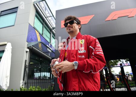 MELBOURNE, AUSTRALIE 15 mars 2025. Photo : Charles Leclerc (MCO), pilote Ferrari formule 1, dans le paddock de la manche australienne de la formule 2025 Banque D'Images