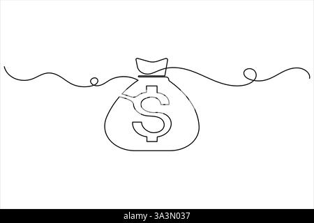 Icône de signe dollar dessin d'une ligne et illustration vectorielle de contour continue isolée Illustration de Vecteur