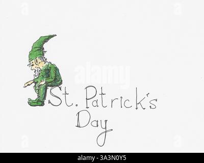 Croquis de la St Patrick du leprechaun irlandais Banque D'Images