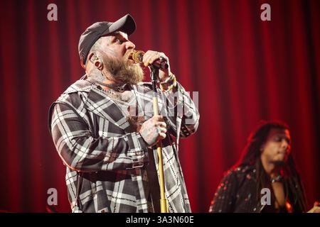 Manchester, Royaume-Uni. 16 mars 2025. Teddy Swims, de son vrai nom, Jaten Collin Dimsdale se produit au Manchester CO-OP Live Arena lors de sa tournée britannique. 2025-03-16 . Crédit : Gary Mather/Alamy Live News Banque D'Images