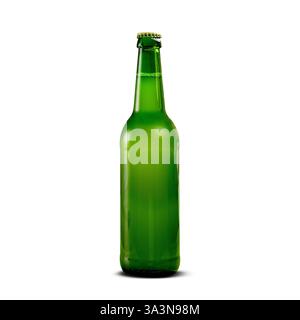 Bouteille de bière verte isolated on white Banque D'Images
