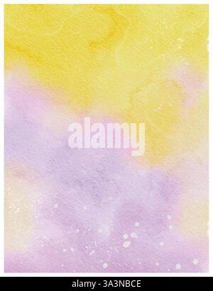 Aquarelle abstraite avec des couleurs et une texture jaune et pastel violet doux Illustration de Vecteur