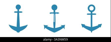 Symbole d'ancre de navire découpé sur fond blanc. Illustration de Vecteur