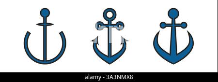 Icône de vecteur d'ancrage. Bateau maritime nautique pirate. Idéal pour logo, icône, symbole. Illustration de Vecteur
