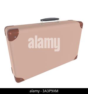 Une valise classique avec coins en cuir et une poignée robuste, parfaite pour le voyage et le rangement. Banque D'Images